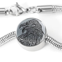 Bearded Vulture Bird Sketch Print Circle Charm Steel Bracelet-Free Shipping - Deruj.com