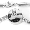 Alaskan Malamute Print Circle Charm Luxury Bracelet -Free Shipping - Deruj.com