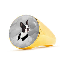 Boston Terrier Print Signet Ring-Free Shipping - Deruj.com