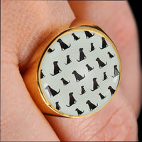 Labrador Retriever Pattern Print Signet Ring-Free Shipping - Deruj.com