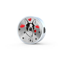 Cute Boston Terrier Print Circle Charm Steel Bracelet-Free Shipping - Deruj.com