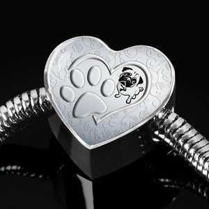 Pug Paws Print Heart Charm Steel Bracelet-Free Shipping - Deruj.com