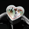Jack Russell Terrier Print Heart Charm Steel Bracelet-Free Shipping - Deruj.com