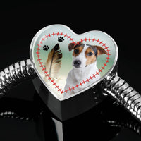 Jack Russell Terrier Print Heart Charm Steel Bracelet-Free Shipping - Deruj.com