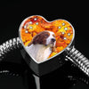 Irish Red and White Setter Print Heart Charm Steel Bracelet-Free Shipping - Deruj.com