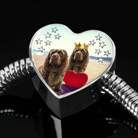 Sussex Spaniel Print Heart Charm Steel Bracelet-Free Shipping - Deruj.com