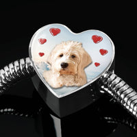 Goldendoodle Dog Print Heart Charm Steel Bracelet-Free Shipping - Deruj.com