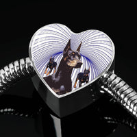 Doberman Pinscher Print Heart Charm Steel Bracelet-Free Shipping - Deruj.com