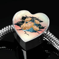 Golden Hamster Hanging Print Heart Charm Steel Bracelet-Free Shipping - Deruj.com