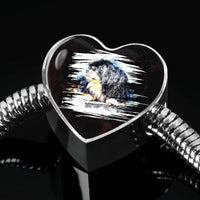 Tibetan Mastiff Dog Art Print Heart Charm Steel Bracelet-Free Shipping - Deruj.com