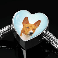 Basenji Dog Print Heart Charm Steel Bracelet-Free Shipping - Deruj.com