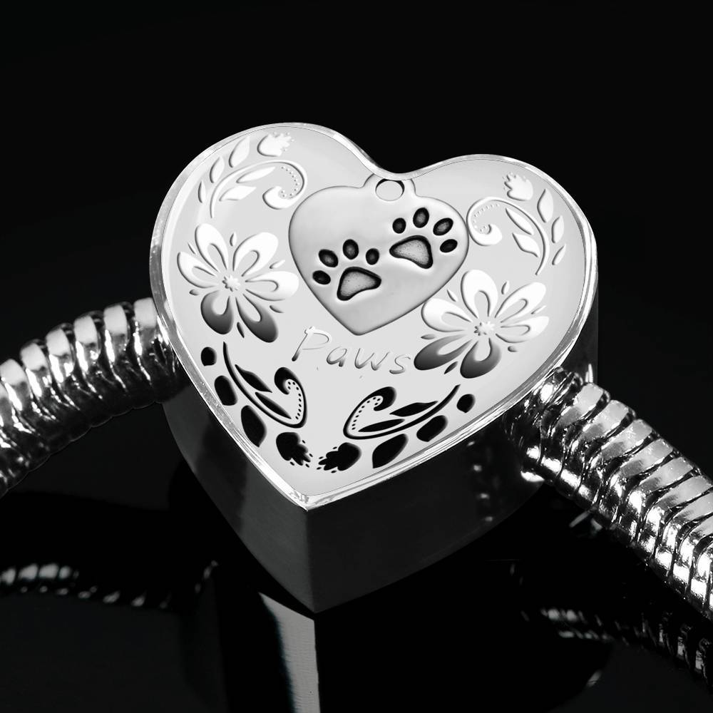 Paws Print Heart Charm Steel Bracelet-Free Shipping - Deruj.com