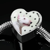Bull Terrier Print Heart Charm Steel Bracelet-Free Shipping - Deruj.com