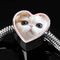 Cute Snoopy Cat Print Heart Charm Steel Bracelet-Free Shipping - Deruj.com