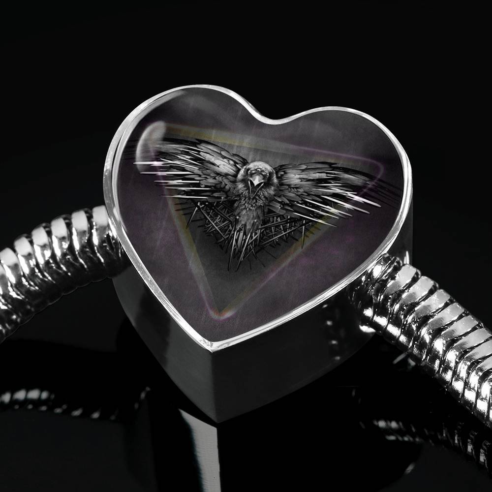 Amazing Eagle Print Heart Charm Steel Bracelet-Free Shipping - Deruj.com