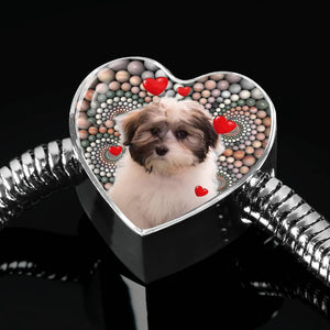 Cute Havanese Dog Print Heart Charm Steel Bracelet-Free Shipping - Deruj.com