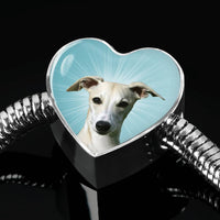 Whippet Dog Print Heart Charm Steel Bracelet-Free Shipping - Deruj.com