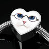 Cute Cat With Glasses Print Heart Charm Steel Bracelet-Free Shipping - Deruj.com