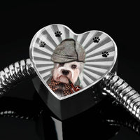 Dandie Dinmont Terrier Print Heart Charm Steel Bracelet-Free Shipping - Deruj.com