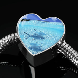 Fish Print Heart Charm Steel Bracelet-Free Shipping - Deruj.com