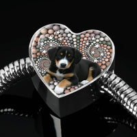 Entlebucher Mountain Dog Print Heart Charm Steel Bracelet-Free Shipping - Deruj.com