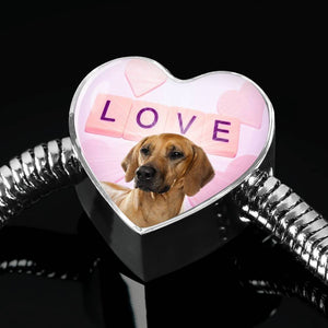 Rhodesian Ridgeback Dog Print Heart Charm Steel Bracelet-Free Shipping - Deruj.com