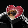 Tibetan Spaniel Dog Print Heart Charm Steel Bracelet-Free Shipping - Deruj.com