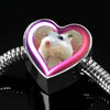 Campbell Dwarf Hamster Print Heart Charm Steel Bracelet-Free Shipping - Deruj.com