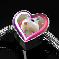 Campbell Dwarf Hamster Print Heart Charm Steel Bracelet-Free Shipping - Deruj.com