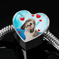 Petit Basset Griffon Vendeen Print Heart Charm Steel Bracelet-Free Shipping - Deruj.com