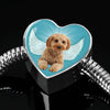 Cavapoo Dog Print Heart Charm Steel Bracelet-Free Shipping - Deruj.com