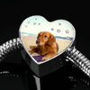 Cute Golden Retriever Print Heart Charm Steel Bracelet-Free Shipping - Deruj.com