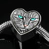Blue Eyes Cat Print Heart Charm Steel Bracelet-Free Shipping - Deruj.com