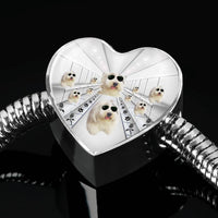 Cute Old English Sheepdog Dog Print Heart Charm Steel Bracelet-Free Shipping - Deruj.com