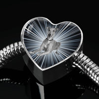 Italian Greyhound Dog Print Heart Charm Steel Bracelet-Free Shipping - Deruj.com