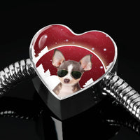 Chihuahua Print Heart Charm Steel Bracelet-Free Shipping - Deruj.com