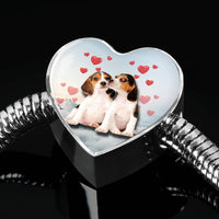 Cute Beagle Dog Print Heart Charm Steel Bracelet-Free Shipping - Deruj.com