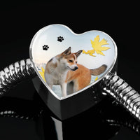Norwegian Lundehund Print Heart Charm Steel Bracelet-Free Shipping - Deruj.com