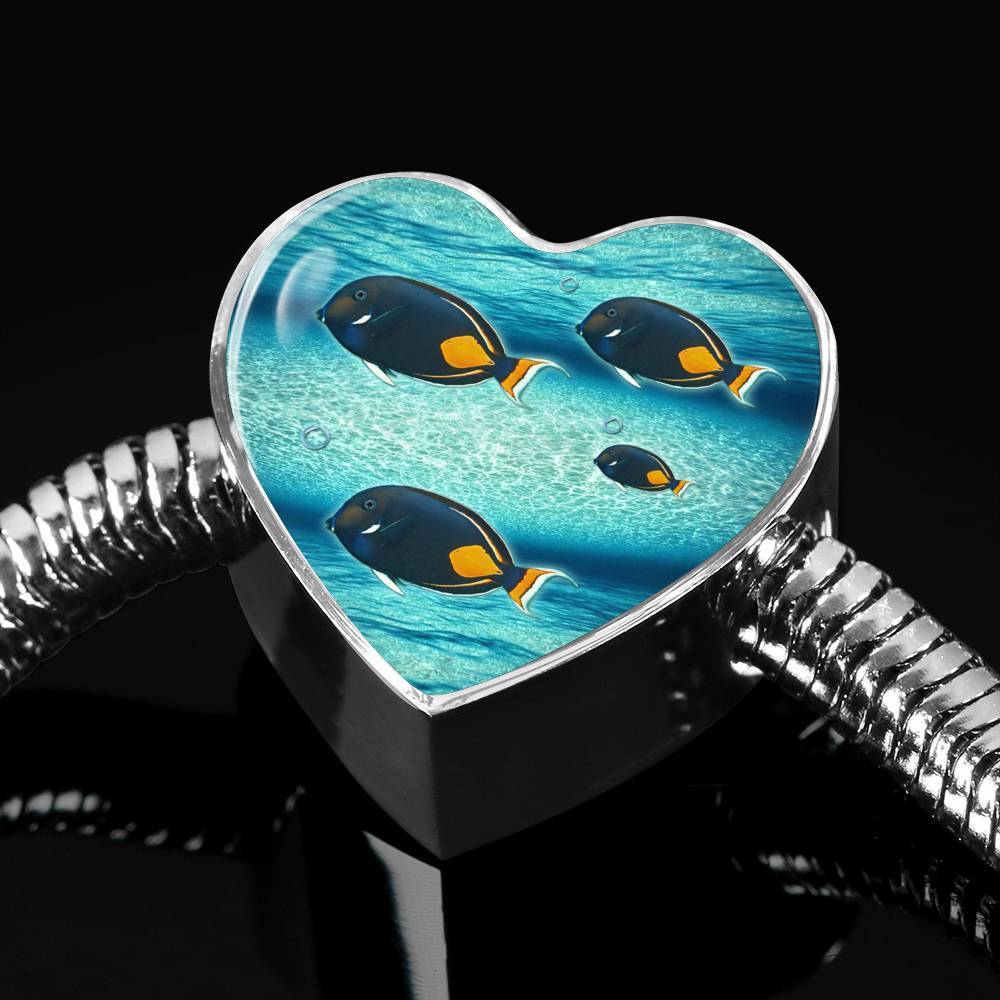 Achilles Tang Fish Print Heart Charm Steel Bracelet-Free Shipping - Deruj.com