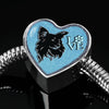 Papillon Dog On Denim Print Heart Charm Steel Bracelet-Free Shipping - Deruj.com