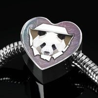 Amazing Panda Vector Art Print Heart Charm Steel Bracelet-Free Shipping - Deruj.com
