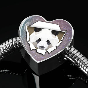 Amazing Panda Vector Art Print Heart Charm Steel Bracelet-Free Shipping - Deruj.com
