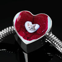 Cute Burmilla Cat Print Heart Charm Steel Bracelet-Free Shipping - Deruj.com