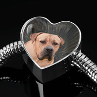 South African Boerboel Dog Print Heart Charm Steel Bracelet-Free Shipping - Deruj.com