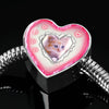 Cute Kitten Print Heart Charm Steel Bracelet-Free Shipping - Deruj.com