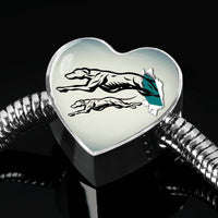 Greyhound Dog Art Print Heart Charm Steel Bracelet-Free Shipping - Deruj.com