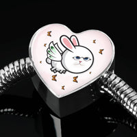 Flying Cat Print Heart Charm Steel Bracelet-Free Shipping - Deruj.com