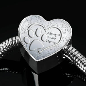 Paws Art Print Heart Charm Steel Bracelet-Free Shipping - Deruj.com