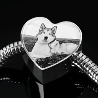 Alaskan Malamute Print luxury Heart Charm Bracelet-Free Shipping - Deruj.com