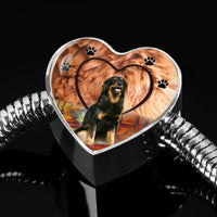 Hovawart Dog Print Heart Charm Steel Bracelet-Free Shipping - Deruj.com